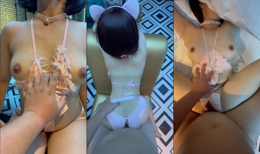 Clip: Bé nữ sinh nhỏ nhắn dễ thương thích làm mèo con đeo lục lạc - Clip Hot Việt